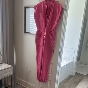 Figs Bright Pink Sleeveless Jumpsuit